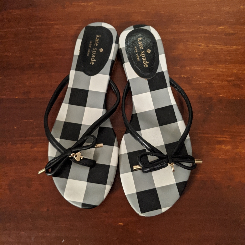 Kate Spade buffalo check bow sandals